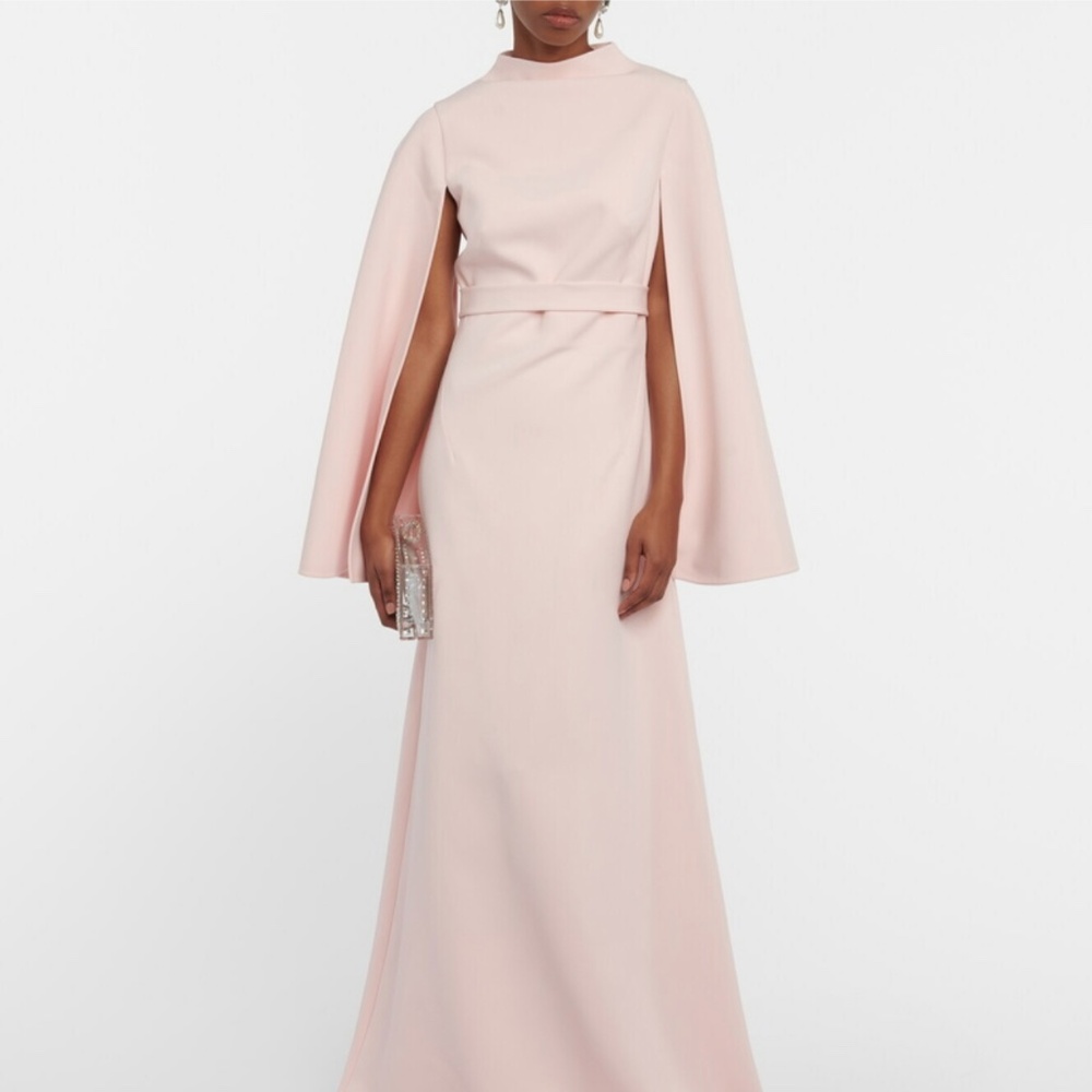 Safiyaa Cape-detail crêpe gown